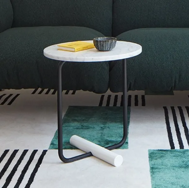 Round ToTo coffee table with Carrara marble top by Zanotta