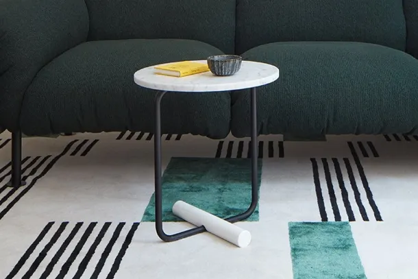 Round ToTo coffee table with Carrara marble top by Zanotta