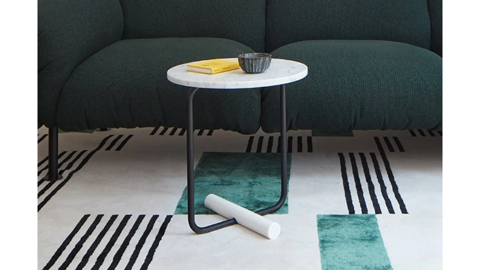 Round ToTo coffee table with Carrara marble top by Zanotta