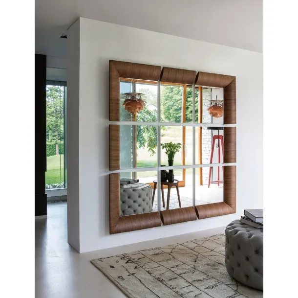 Triple modular mirror with Porada wood frame