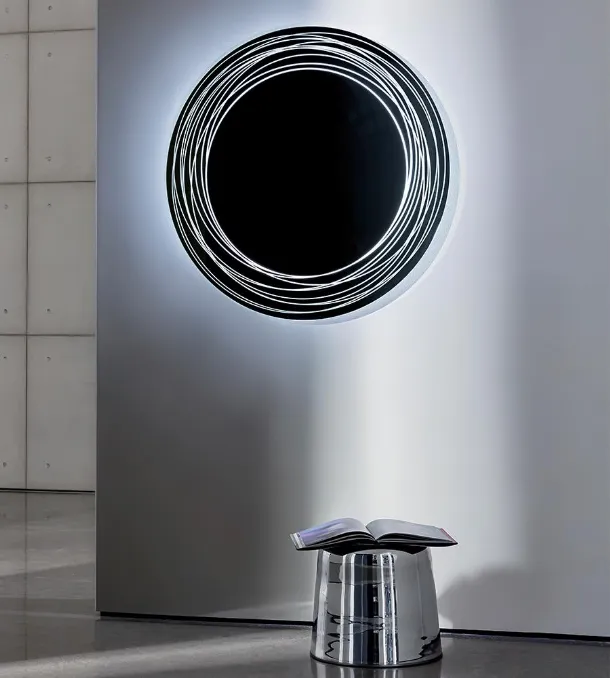 Vertigo Mirror with backlit LED etched border by Sovet
