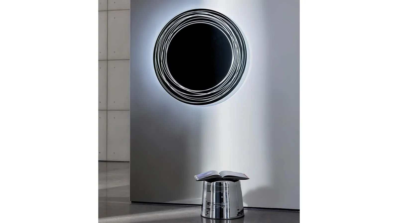 Vertigo Mirror with backlit LED etched border by Sovet