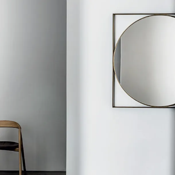 Visual Geometric Mirror with a square frame in lacquered metal by Sovet