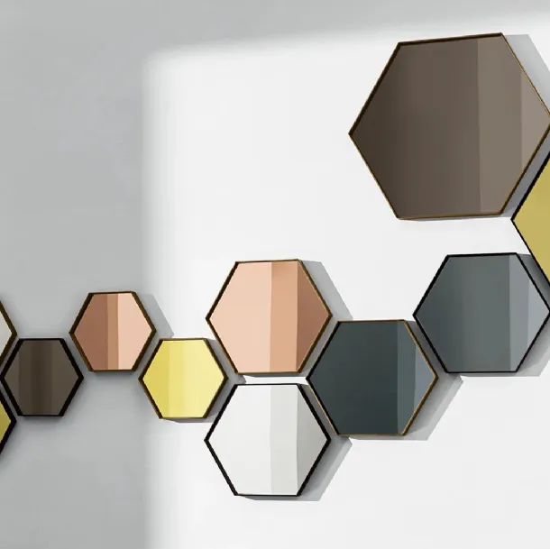 Hexagonal mirror with aluminum frame Visual Hexagonal by Sovet