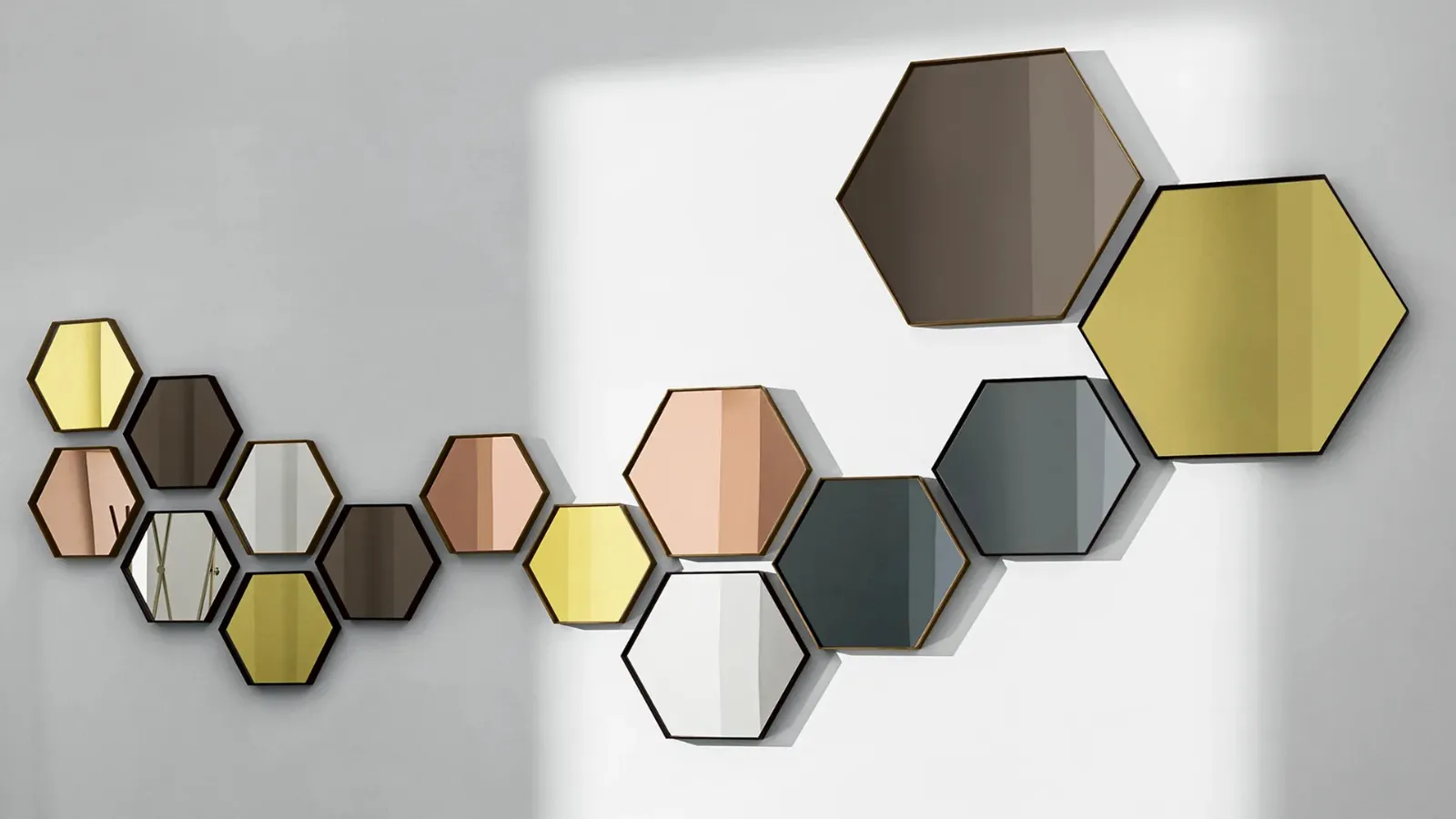 Hexagonal mirror with aluminum frame Visual Hexagonal by Sovet