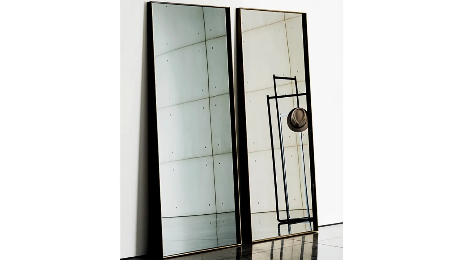Visual Rectangular Wall Mirror with Lacquered Metal Frame by Sovet