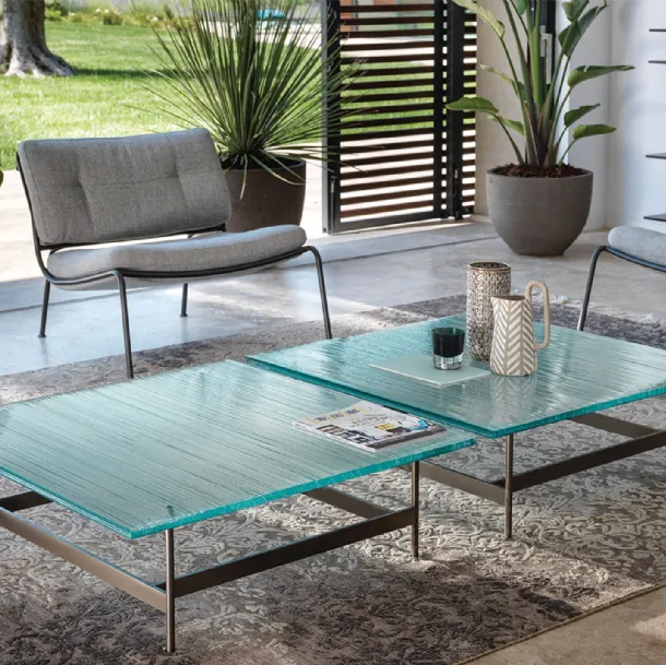Waves glass coffee table by Fiam