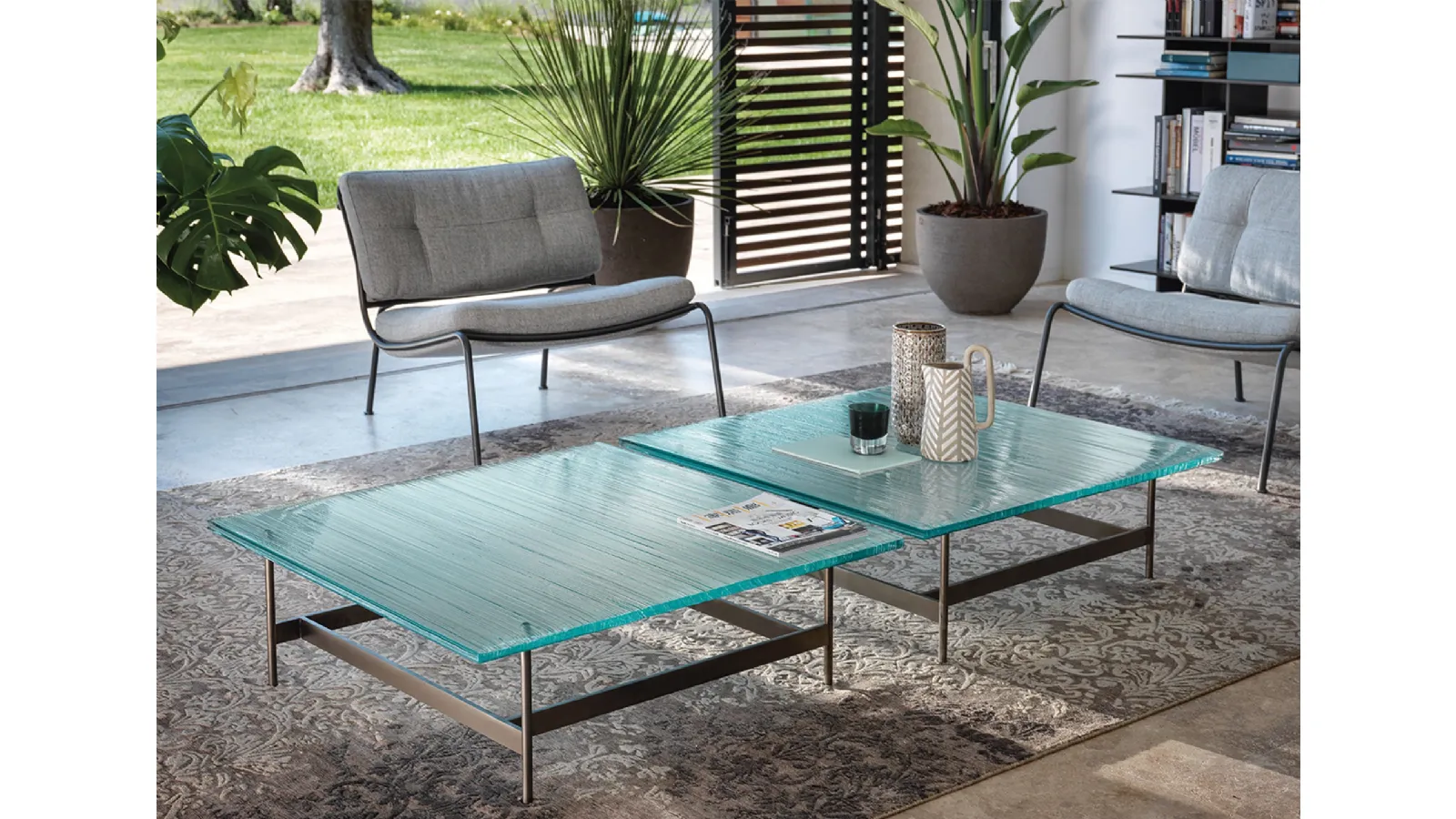 Waves glass coffee table by Fiam