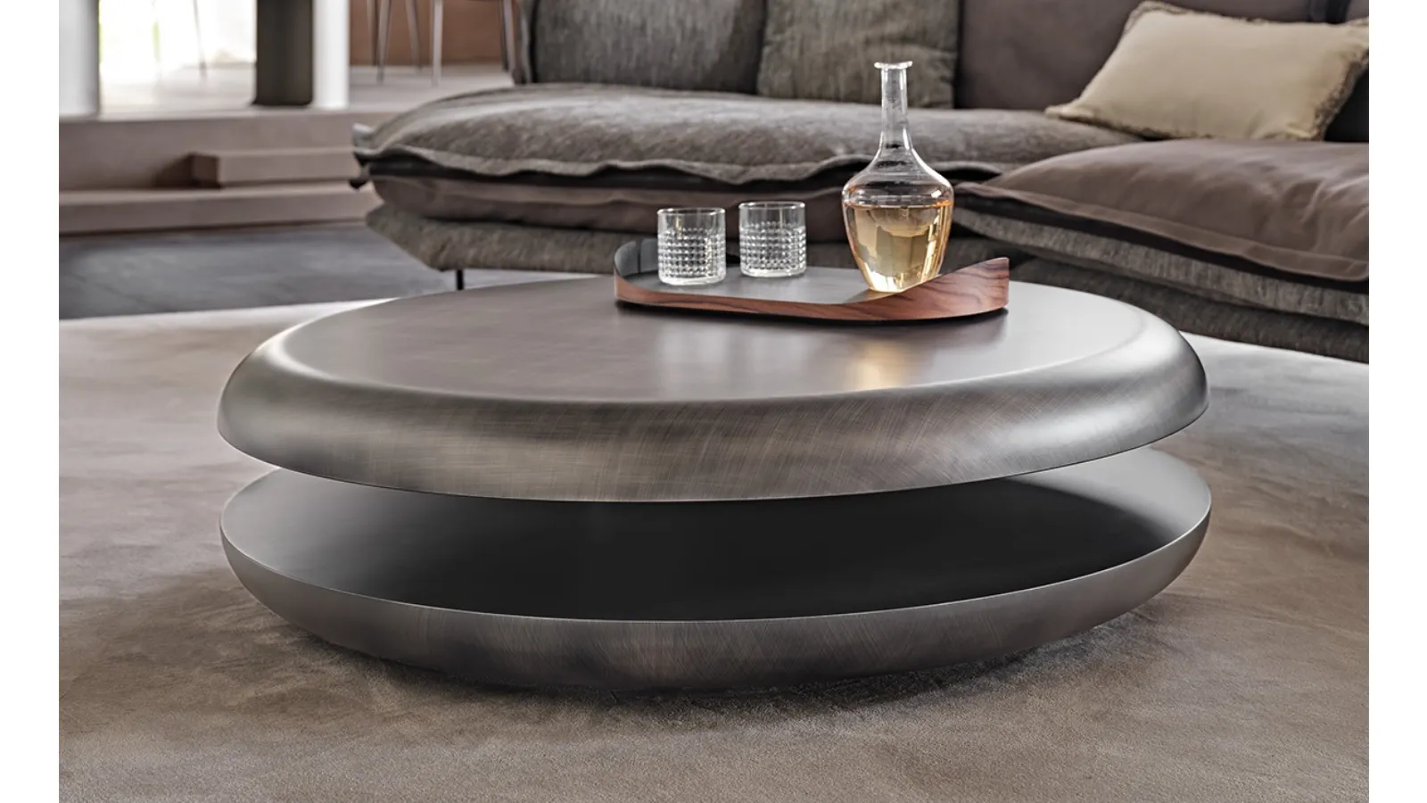 Brushed Grey Yo-Yo Brushed wood coffee table by Cattelan Italia