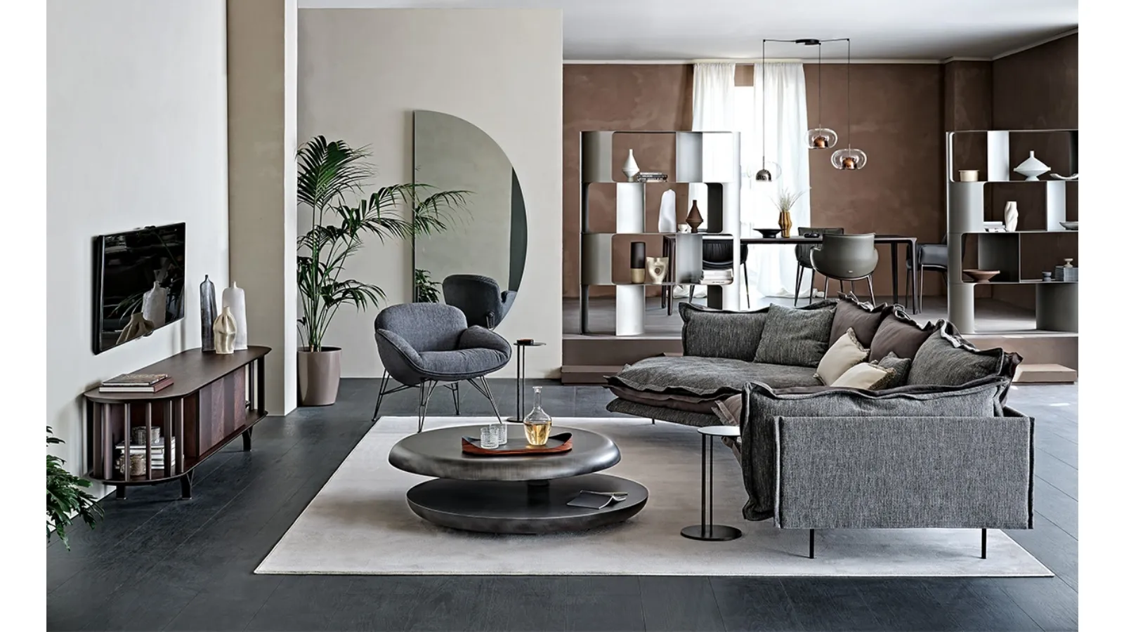 Brushed Grey Yo-Yo Brushed wood coffee table by Cattelan Italia