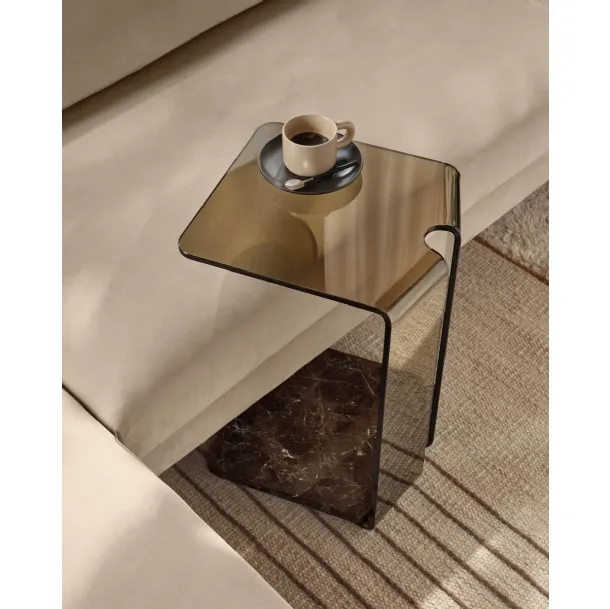 Glass coffee table with York marble base by Fiam