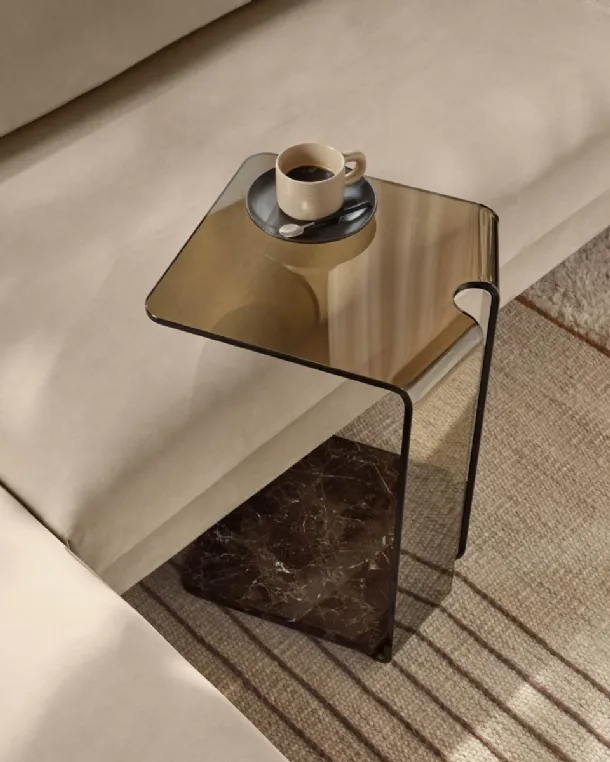 Glass coffee table with York marble base by Fiam