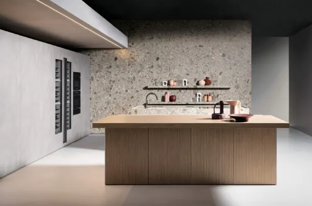 Design Kitchen with Antis Project 5 Island in Wood caneté plus Brown by Euromobil