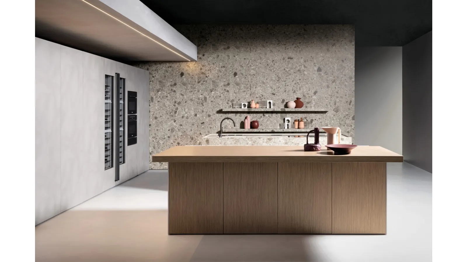 Design Kitchen with Antis Project 5 Island in Wood caneté plus Brown by Euromobil