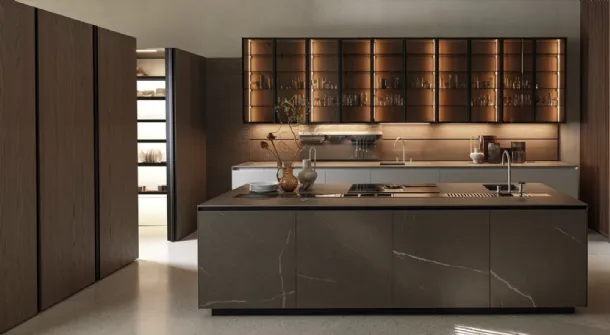 Design Kitchen with Antis Project 9 Island in Super Matt Fango Lacquer and Euromobil Gres