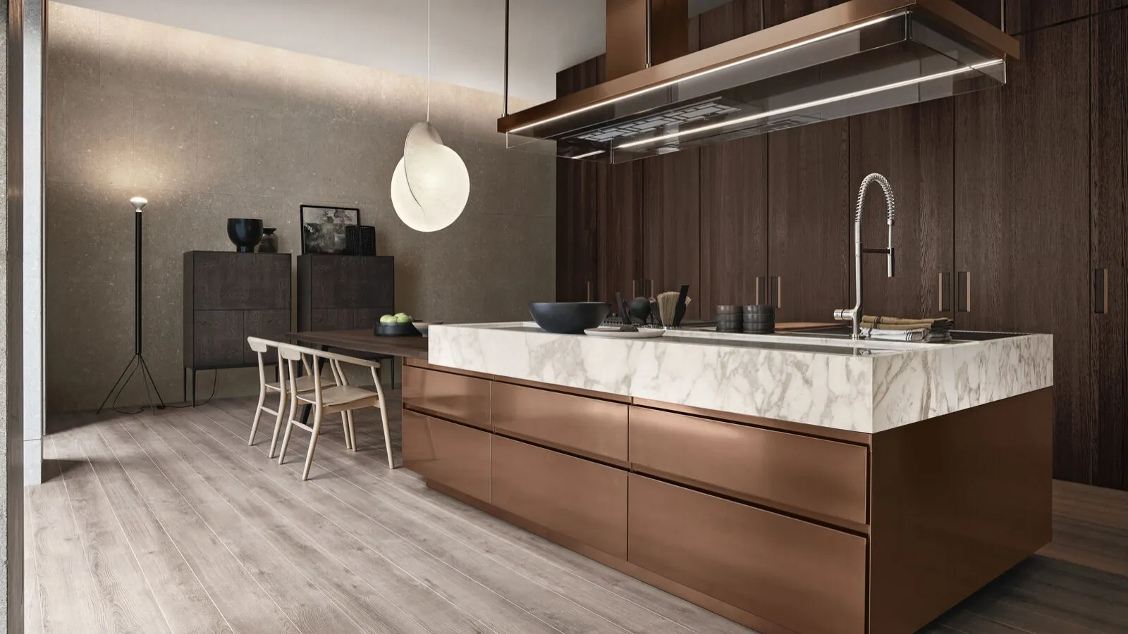 Convivium Design Kitchen with integrated table by Arclinea