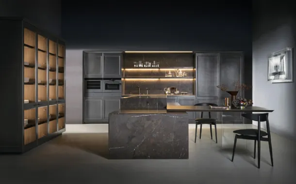 Design Kitchen with Filò Project 1 Island in Euromobil's Oxidized Fusion Lacquer