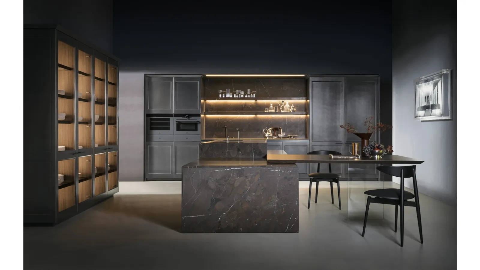 Design Kitchen with Filò Project 1 Island in Euromobil's Oxidized Fusion Lacquer