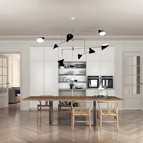 Filò Project 3 Corner Design Kitchen in Matte White Lacquer by Euromobil