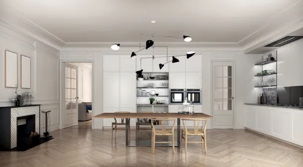 Filò Project 3 Corner Design Kitchen in Matte White Lacquer by Euromobil
