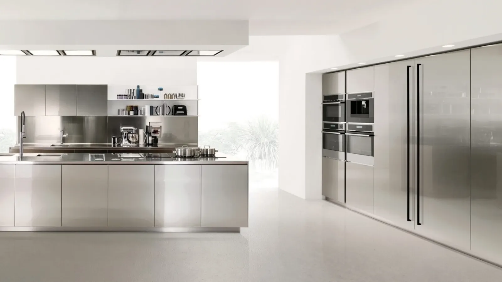 Design Kitchen with Free Steel stainless steel island by Euromobil