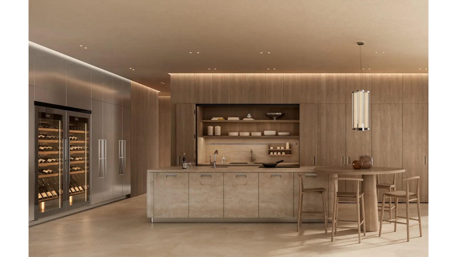 Design Kitchen with Kora island in marble and wood by Arclinea