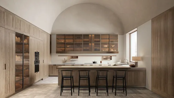 Design Kitchen with Principia Peninsula and Arclinea Display Cabinet