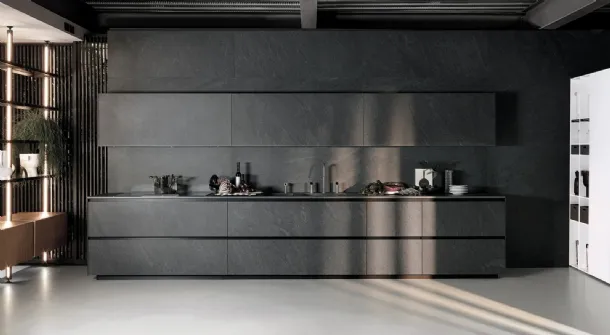 Linear Design Kitchen Telero Project 1 in Euromobil porcelain stoneware