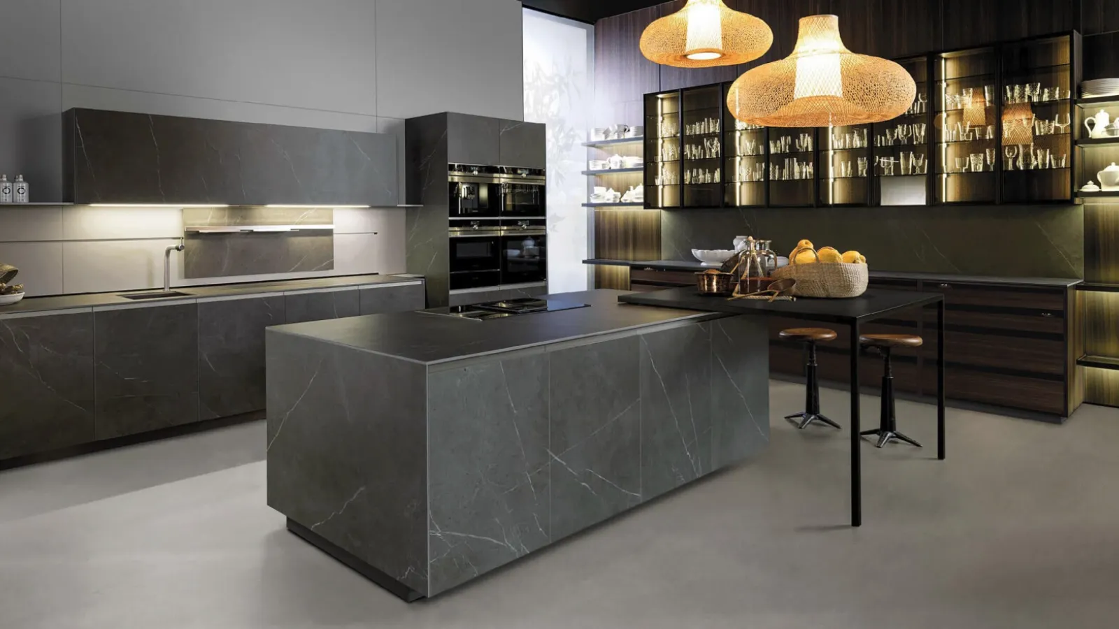Design Kitchen with Island and Peninsula Telero Project 6 in Euromobil Gres