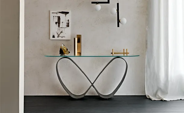 Butterfly Console in glass and steel byterfly Console in glass and steel by Cattelan Italia