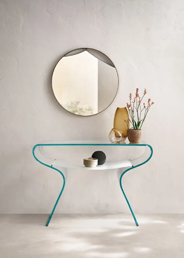 Entryway Console Charlotte in Curved Glass by Fiam