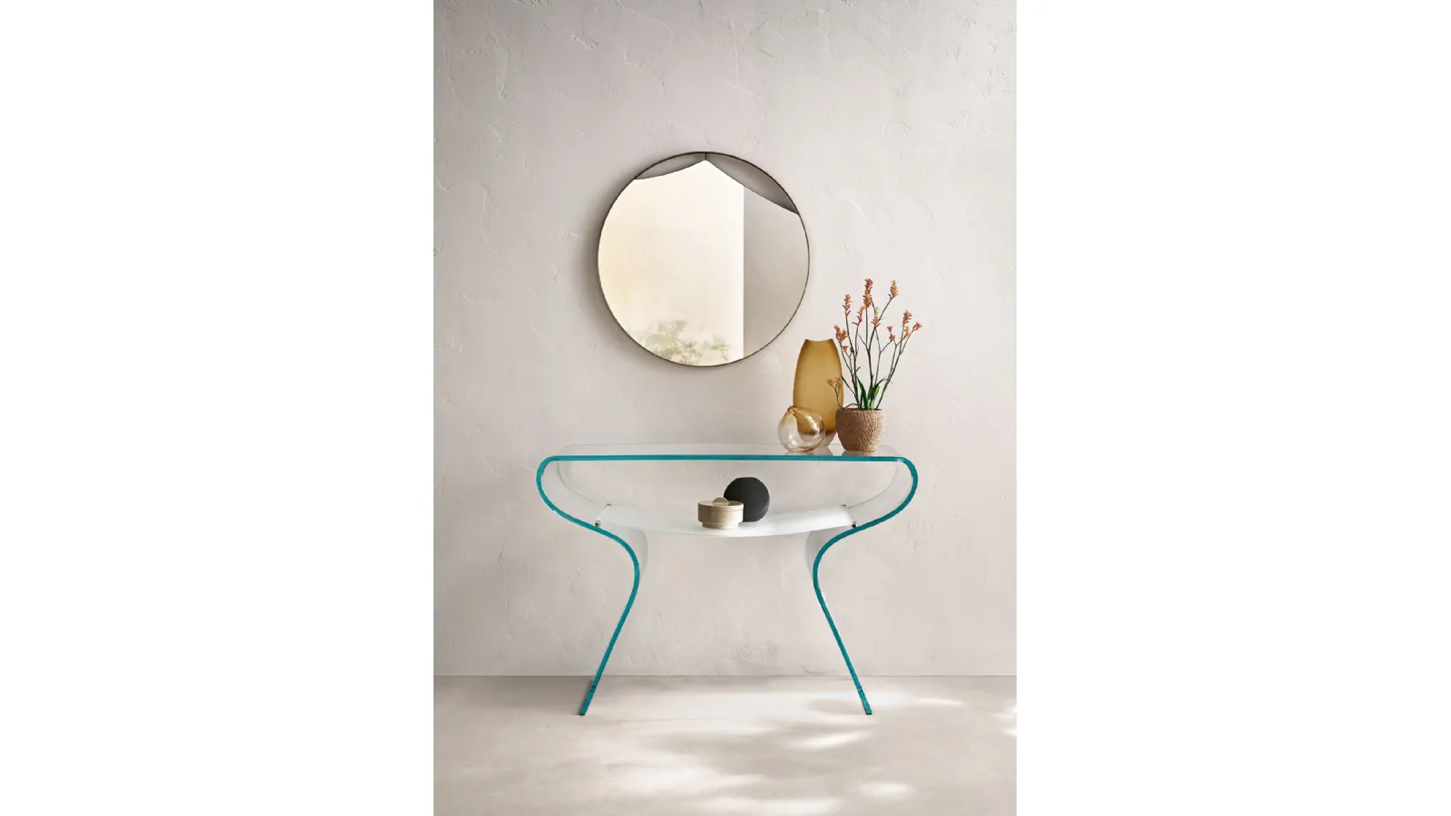 Entryway Console Charlotte in Curved Glass by Fiam