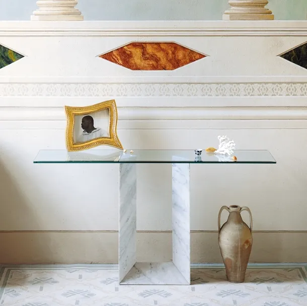 Diapason Console in Crystal with Marble Base by Cattelan Italia