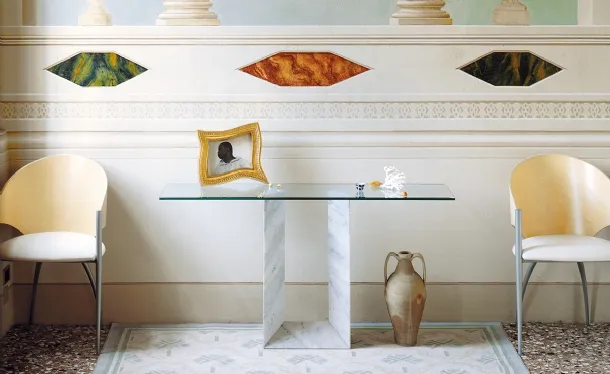 Diapason Console in Crystal with Marble Base by Cattelan Italia