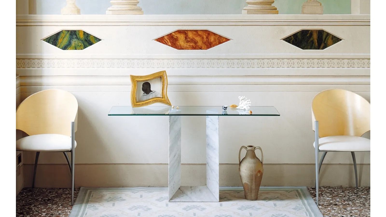 Diapason Console in Crystal with Marble Base by Cattelan Italia