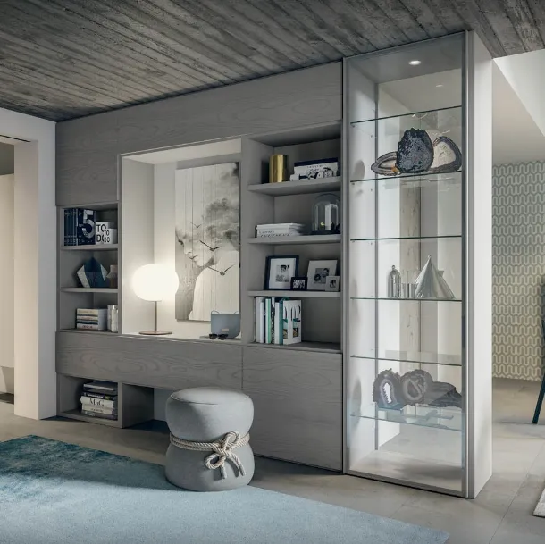 Edis CF 107 Entryway Cabinet in Wood and Glass by Fimar