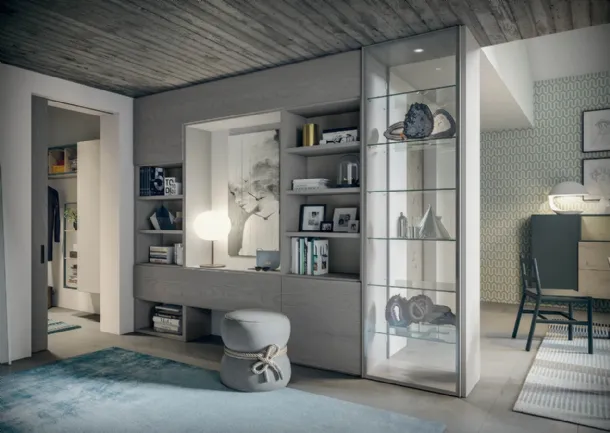 Edis CF 107 Entryway Cabinet in Wood and Glass by Fimar