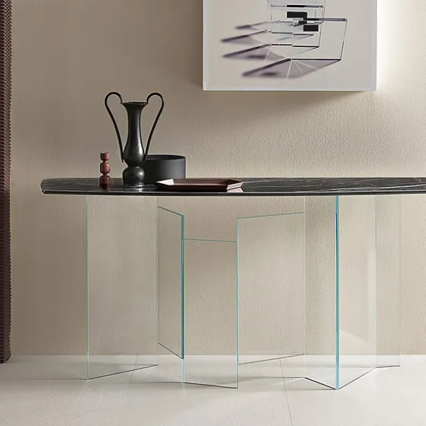 Ceramic and glass entryway cabinet Metropolis by Tonelli
