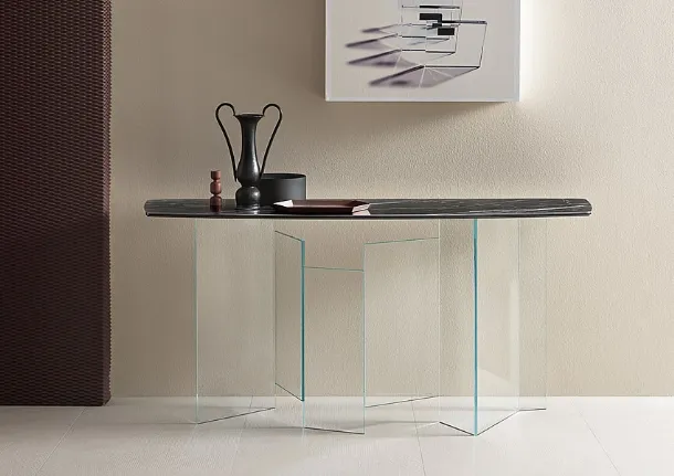 Ceramic and glass entryway cabinet Metropolis by Tonelli