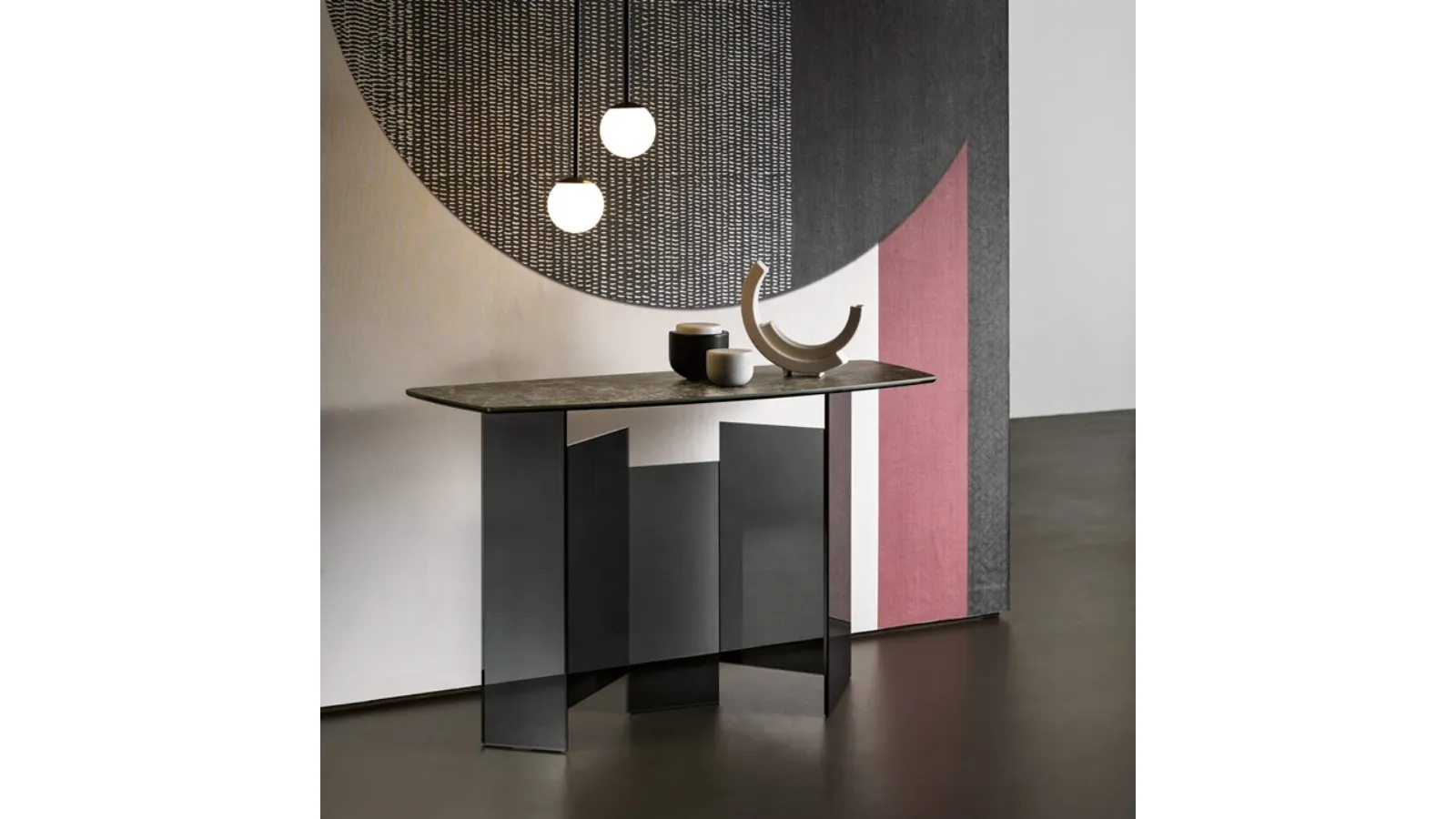 Ceramic and glass entryway furniture Metropolis by Tonelli