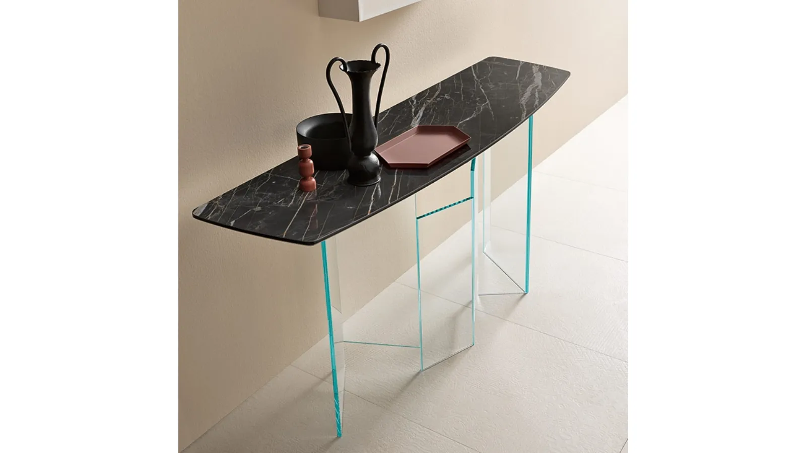 Ceramic and glass entryway furniture Metropolis by Tonelli