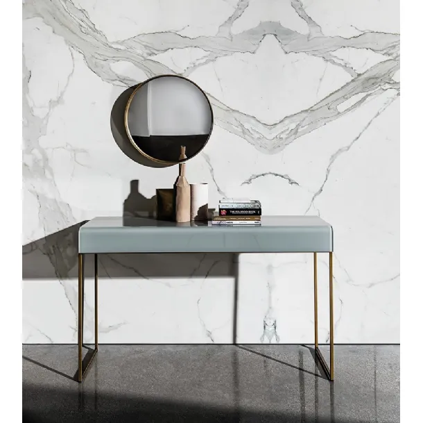 Nido Entryway Cabinet with Curved Glass Top and Metal Base by Sovet