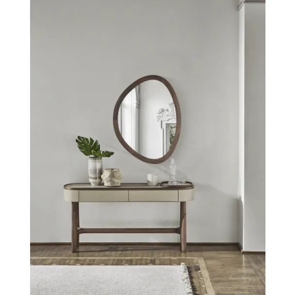 Rami Console Entryway Furniture in Leather-Wrapped Wood by Porada