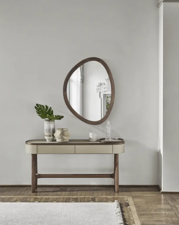 Rami Console Entryway Furniture in Leather-Wrapped Wood by Porada