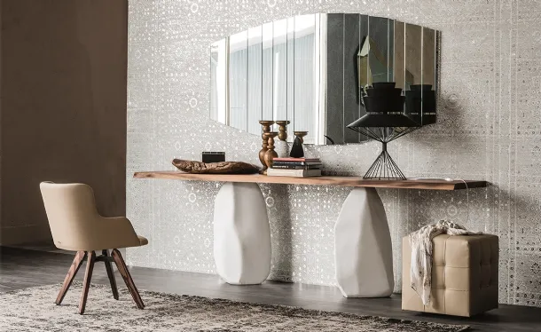Console with solid wood top and painted cement legs Rapa Nui by Cattelan Italia