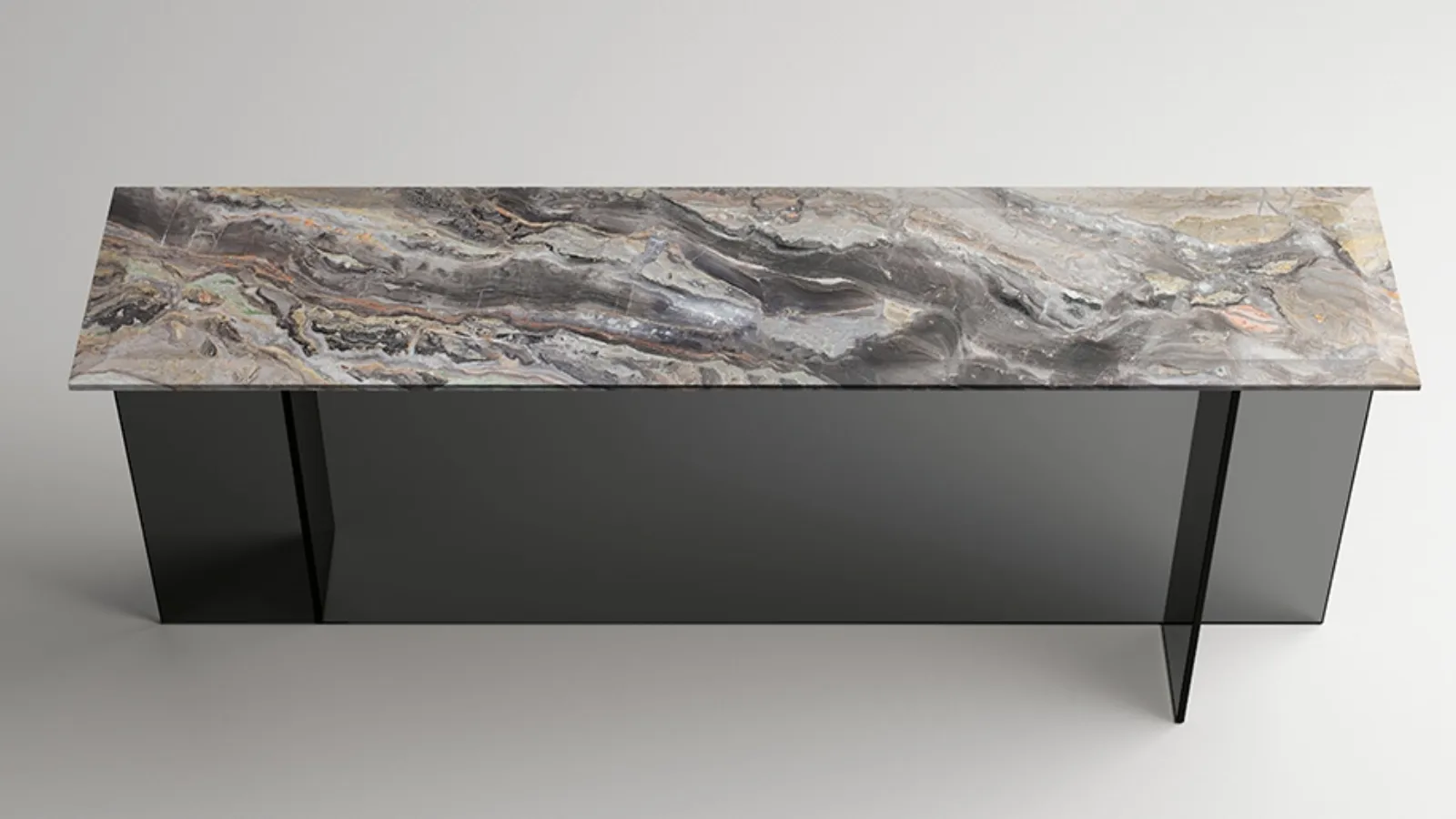 Entryway table in marble with glass structure Sestante Stone Console by Tonelli