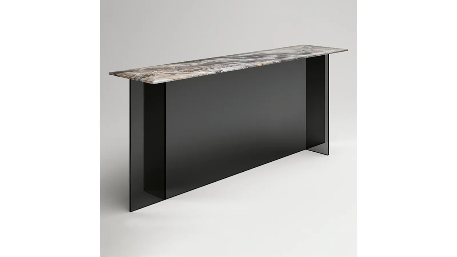 Entryway console in marble with glass structure Sestante Stone Consolle by Tonelli