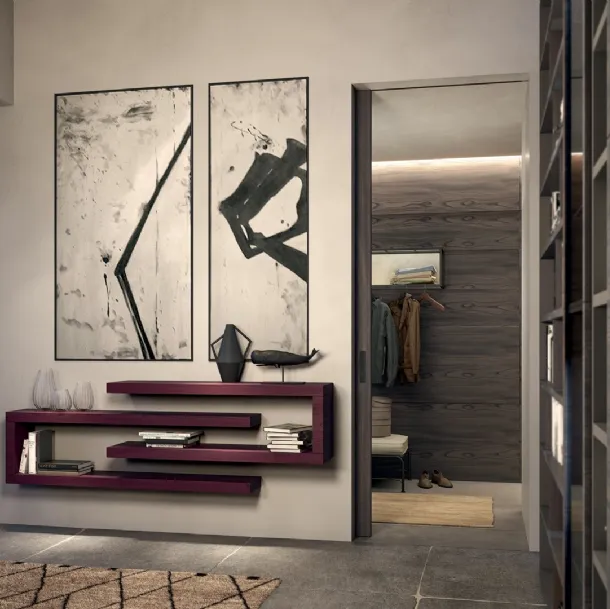 Side CF 018 Entrance Cabinet in Acquerello Prugna Lacquer by Fimar