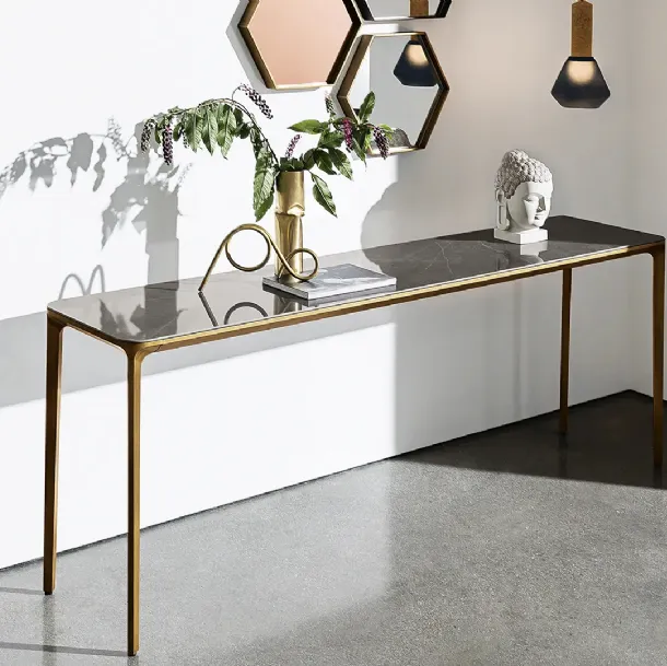 Slim 4 Legs Entryway Cabinet with Ceramic Top and Die-Cast Aluminum Base Painted by Sovet