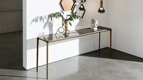 Slim 4 Legs Entryway Cabinet with Ceramic Top and Die-Cast Aluminum Base Painted by Sovet